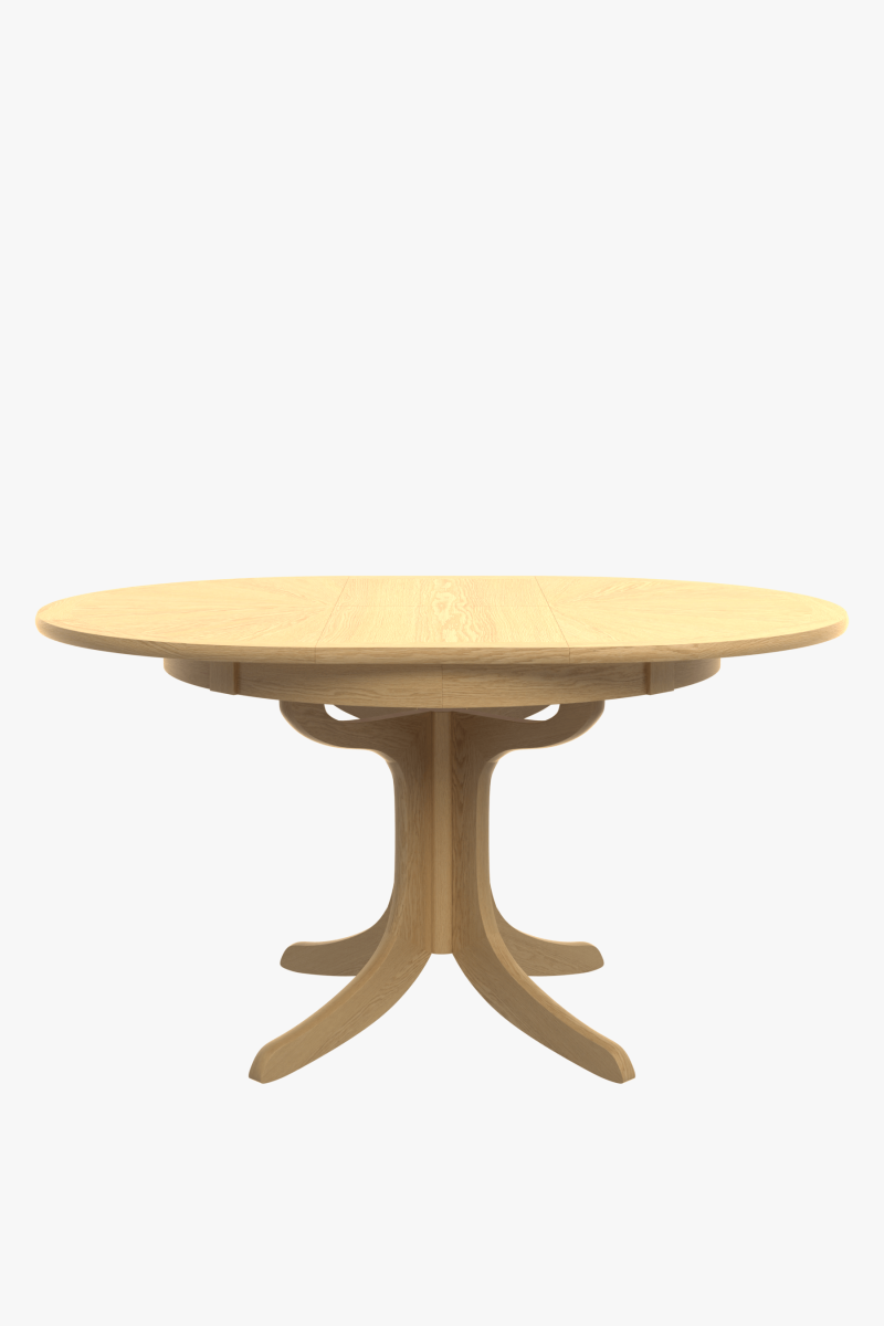 Shadows Round Sunburst Pedestal Dining Table (Oak) – Qualita Ltd